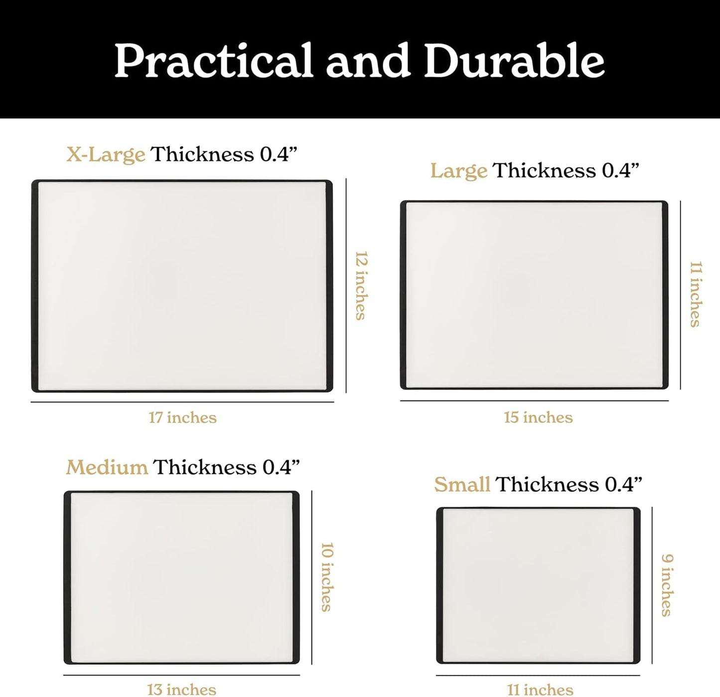 SMIRLY Plastic Cutting Board Set with Holder 4 Pieces, Non-Slip Dishwasher Safe Chopping Boards for Kitchen, Black & White