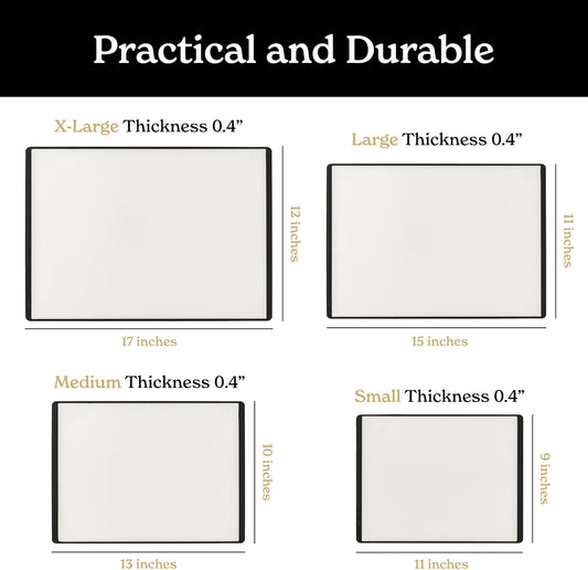 SMIRLY Plastic Cutting Board Set with Holder 4 Pieces, Non-Slip Dishwasher Safe Chopping Boards for Kitchen, Black & White