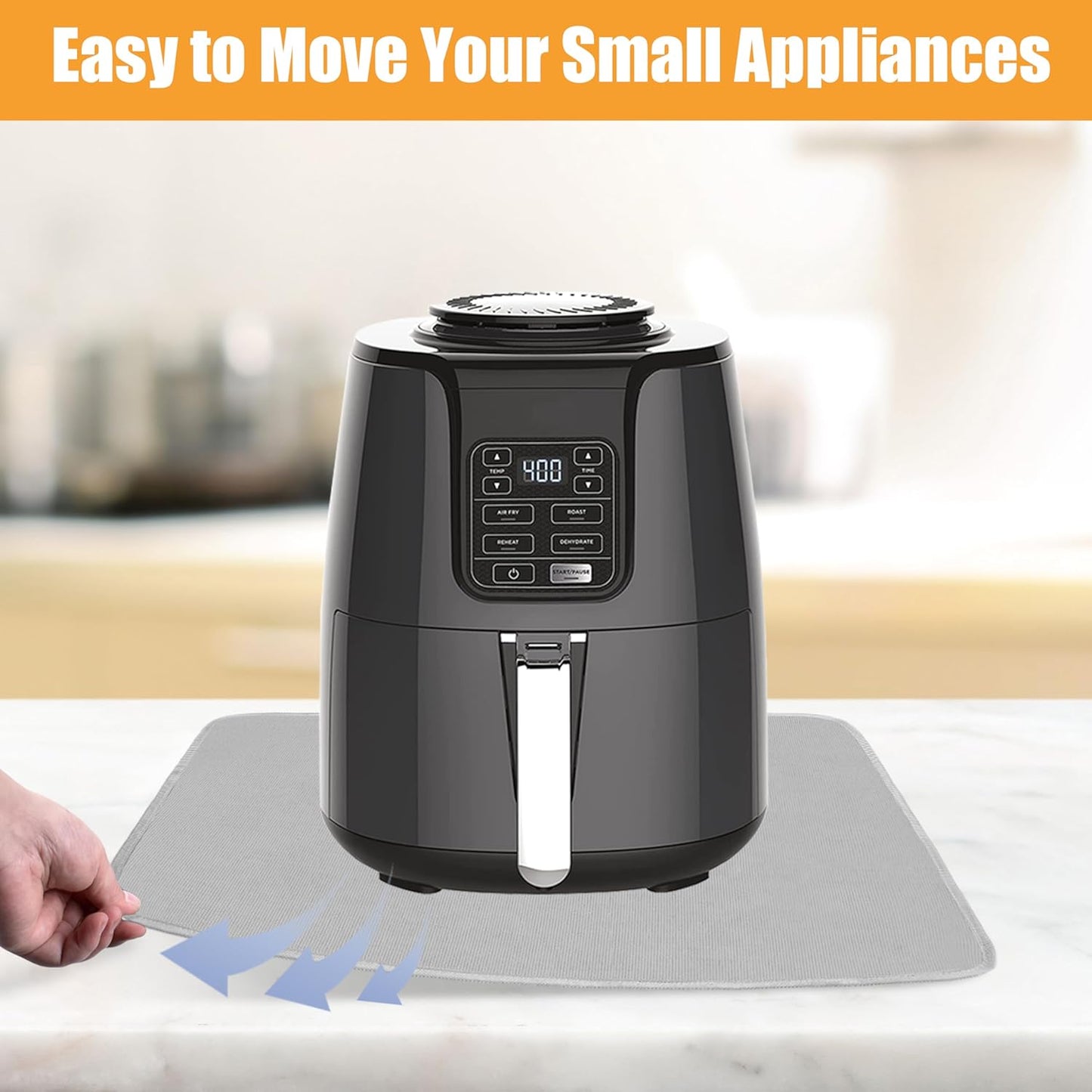 Air Fryer Mat for Air Fryer, 24 x 31in Heat Resistant Mat for Countertop, Fireproof Silicone Countertop Protector Appliance Slider Mat for Air Fryer, Coffee Maker, Toaster, Oven (Grey)