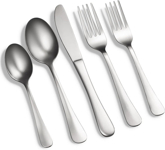 Godinger Silverware Set, Flatware Set, Matte Finish Stainless Steel Cutlery Silverware Flatware Sets, 20 Piece Set, Service for 4