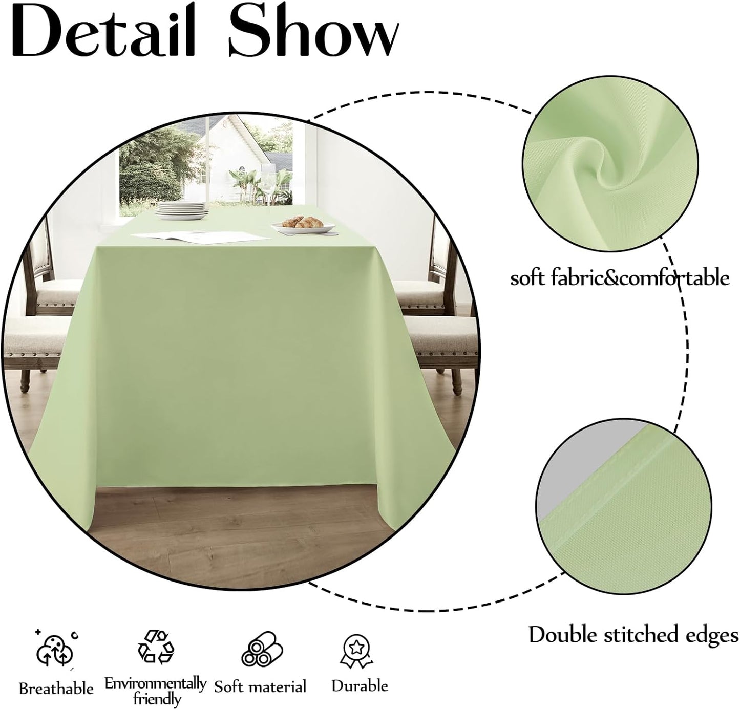 Rectangle Tablecloths 60x120 Inch 2 Pack Sage Green Tablecloth Washable Decorative Linen Polyester Table Cloths for Dining Table Banquets Buffet Parties and Wedding