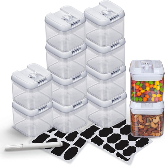 Cheer Collection Airtight Food Storage Containers, Kitchen Storage Containers for Pantry, Set of 12 Food Containers with Lids Airtight, Pantry Storage Containers & Organizers with Lids, 5L, White