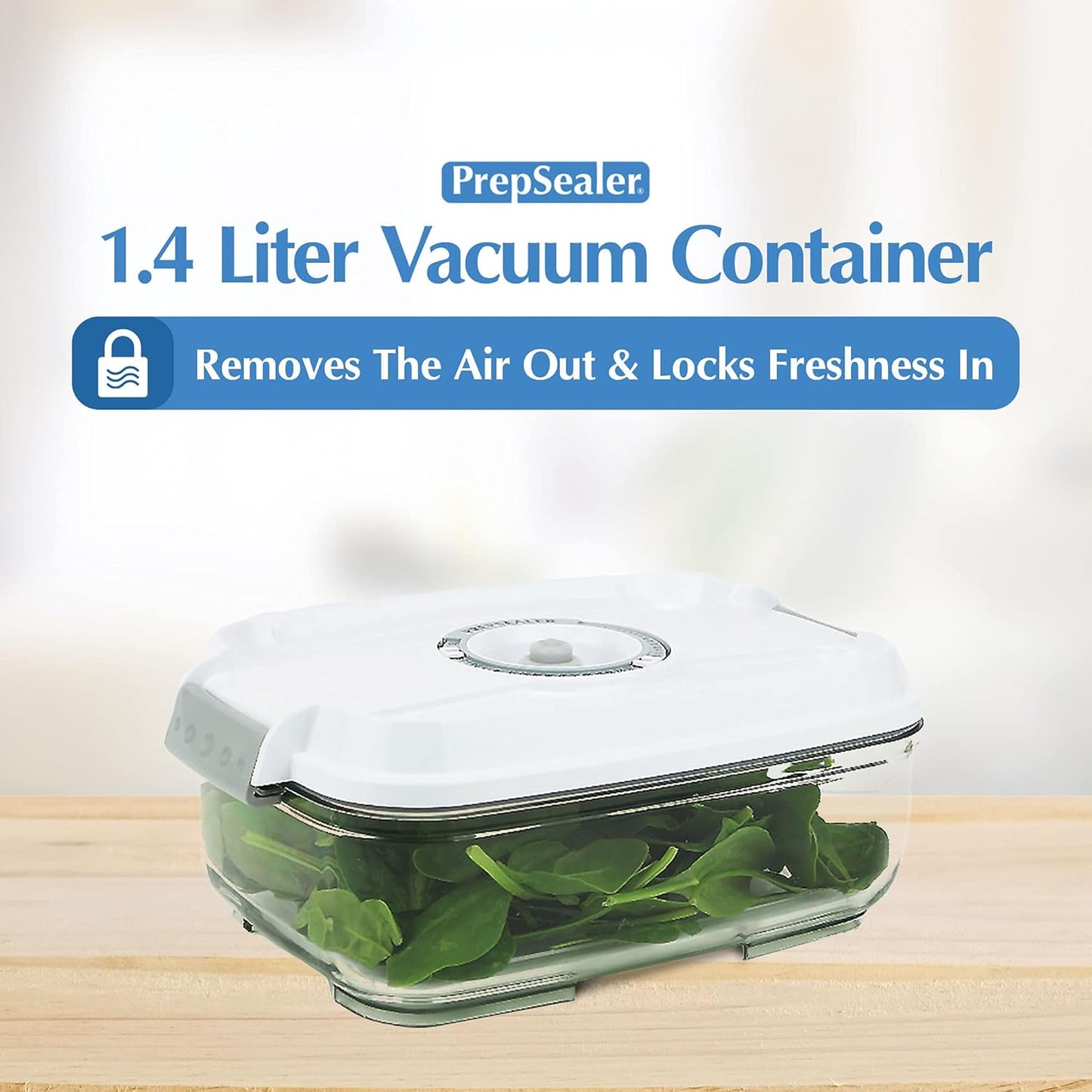 PrepSealer Food Saving Airtight Meal Prep BPA-free Tritan Vacuum Container (1.4L) - Pump not Included