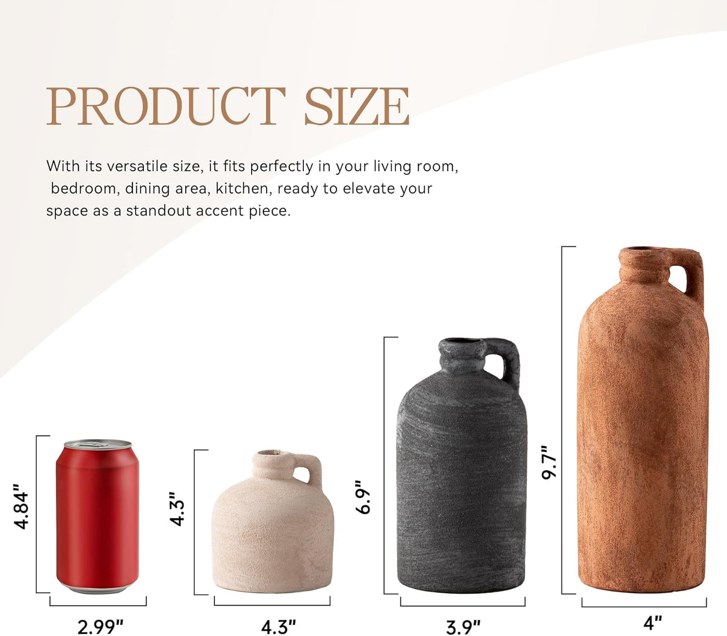 Ceramic Vase Home Table Decor - Flower Vase Set of 3 Living Room Kitchen Decorations Farmhouse Modern Rustic Vases Decorative Centerpiece for Shelf Bedroom Office Bathroom Dining Coffee Desk