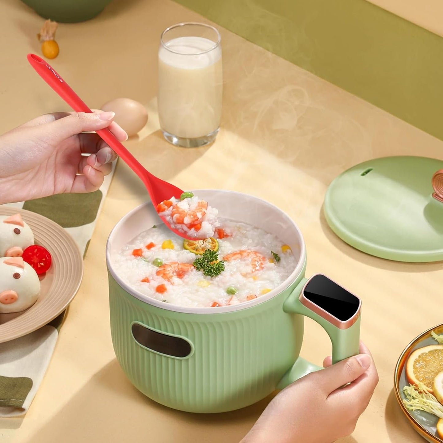 3 Pcs Silicone Spoons Set of 7.9 10.6 14.2 inch for Cooking, Heat Resistant Kitchen Spoons for Mixing, Stirring, and Serving, Small to Large Non Stick (Red)