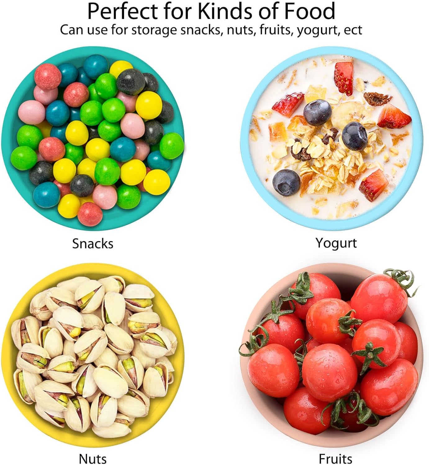 1-Cup Silicone Food Storage Containers with Lids, 4 Pack 8.5 oz Reusable Snack Fruits Containers Cups Leak Proof Soup Freezer Molds Small Lunch Box BPA Free for Kids Baby Daycare School Travel Baby