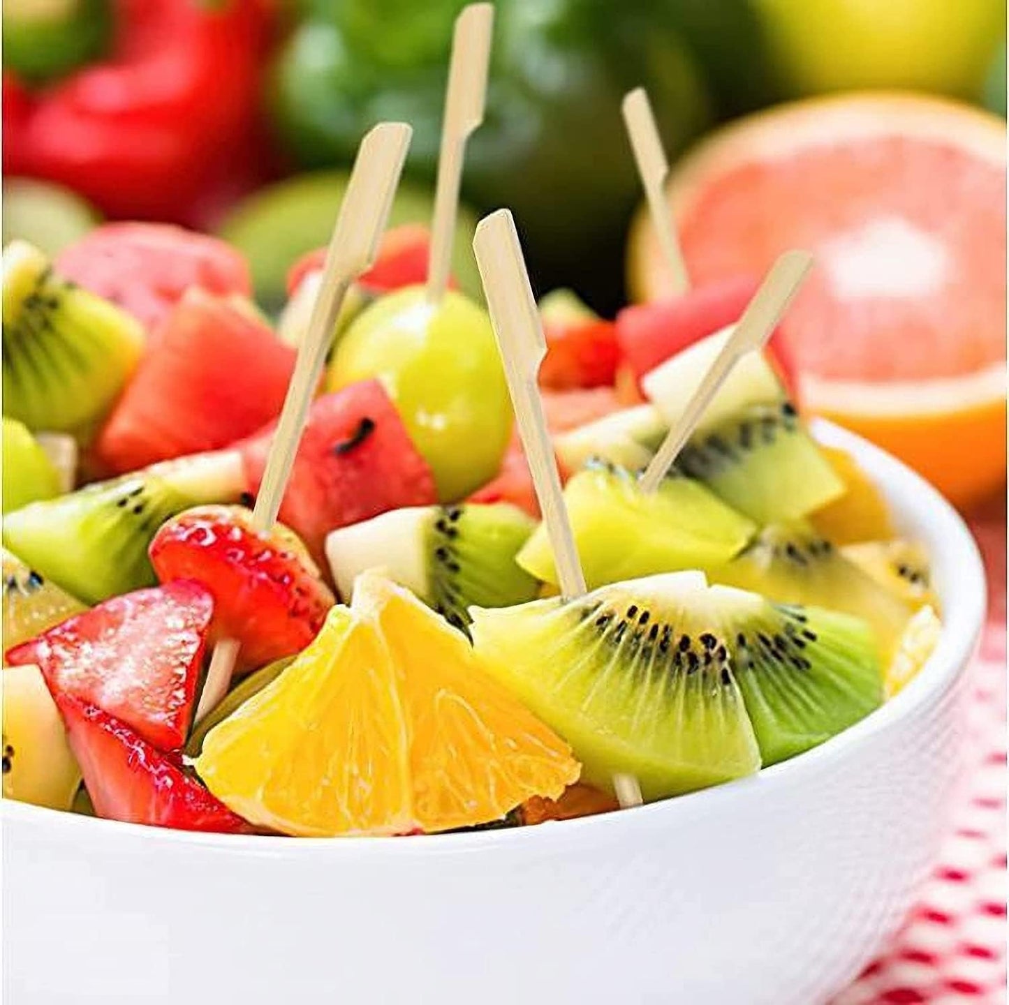 4.7 inch (1000 Pack) Bamboo Wooden Paddle Picks Skewers for Cocktail，Cocktail Picks for Drinks ，Toothpicks，Appetizers，BBQ，Fruit Kabobs，Sandwich，Barbeque Snacks.……4 Packs of 250 Each (1000 Count)