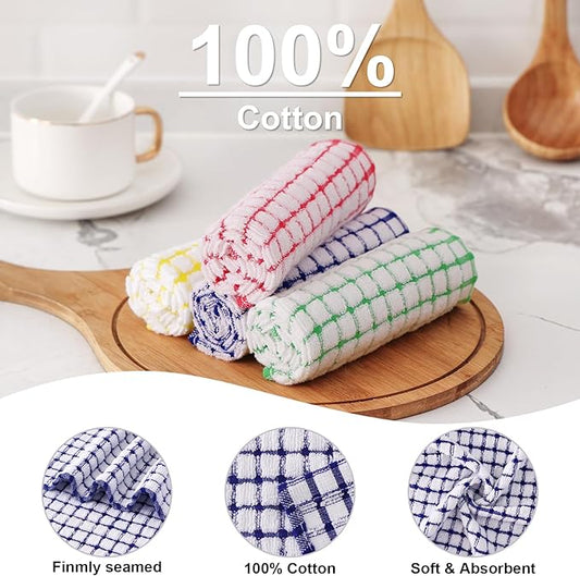 Kitinjoy Cotton 8 Pack Terry Kitchen Towels, 16 x 25 Inches Super Soft and Absorbent Dish Towels, Quick Drying Hand Towels for Kitchen Drying, Multiple Colour