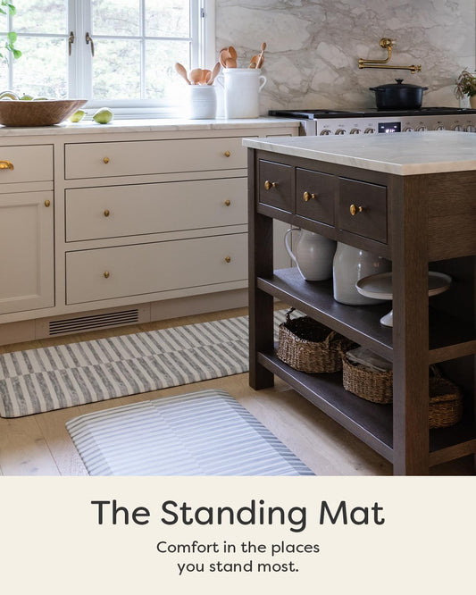 House of Noa Nama Standing Mat – Anti-Fatigue Cushioned Kitchen Mats for Floor | Ergonomic Bounce-Back Foam Kitchen Mats | Anti-Fatigue Mats for Kitchen & Standing | Reese Pewter | 30" x 108"