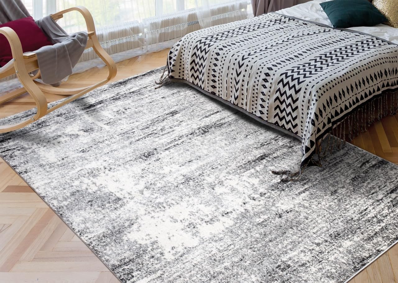 Keen Home Design Area Rugs - 9x12 Non-Shedding, Abstract Rugs for Kitchen, Living Room, Bedroom, Dining Room, Entryway - Size: 9'2" x 11'11", Abstract Cream/Grey