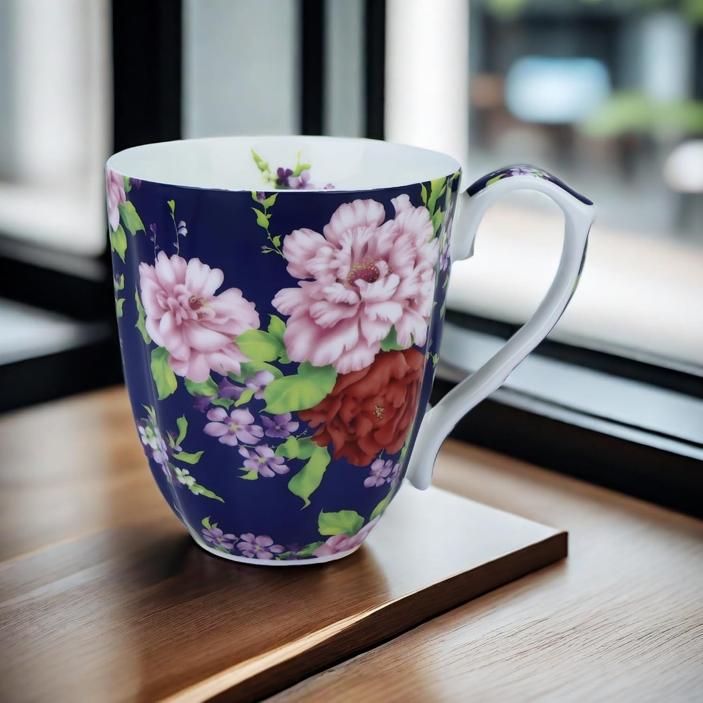 14oz Cute Coffee Mugs for Women Cute Mugs Bone China Floral Coffee Mug Teacups for Mom Women Birthday Gifts Christmas Gifts
