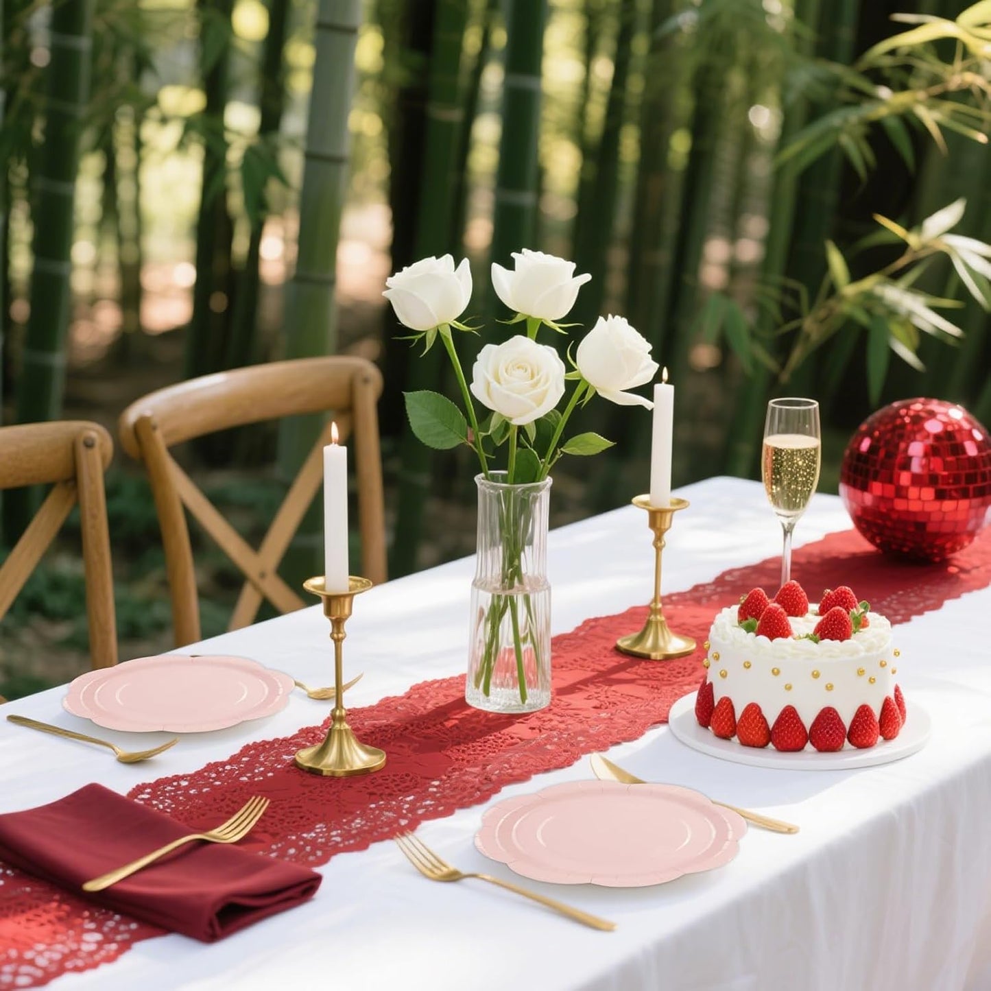 50 Pack Pink Paper Plates 7 Inch, Disposable Scalloped Plates Cake Dessert Plate for Dinner Baby Shower Wedding Bridal Shower Birthday Party Supplies (Pink, 7 inch)