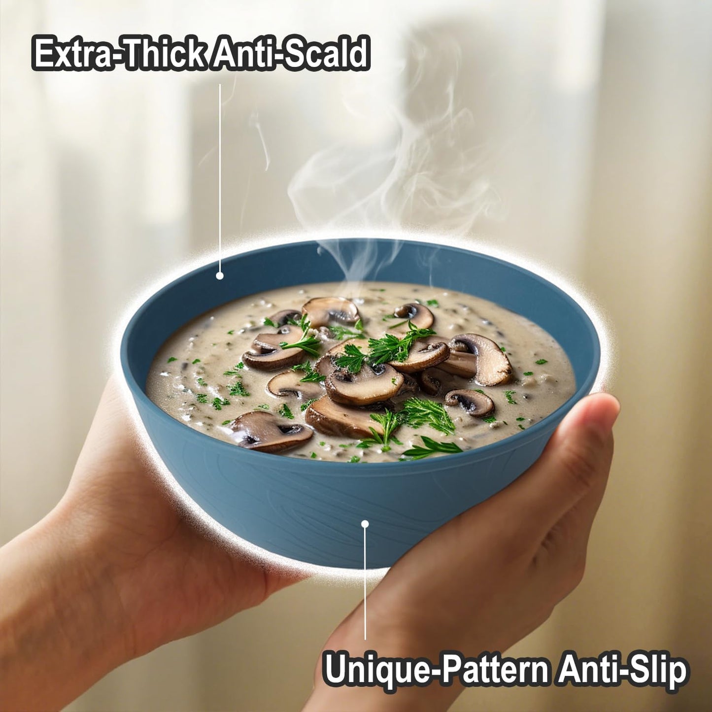 Wrova Wheat Straw Bowls for Kitchen set of 6,Anti-Scald Thick Soup Bowls 40oz,Microwave and Dishwasher Safe Bowl Sets, Unbreakable Cereal Bowl Sets. Vibrant Series