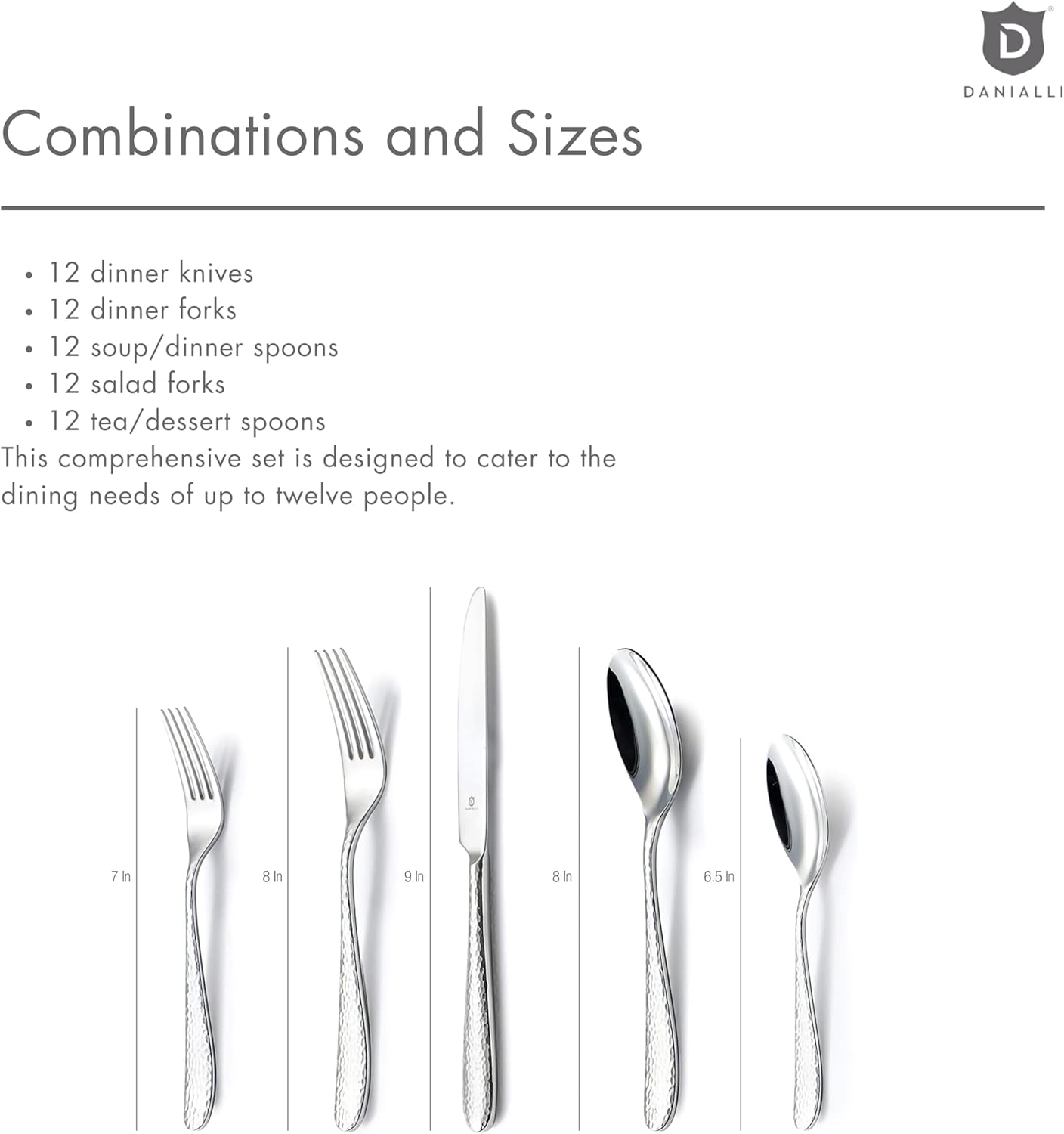 Matte Silverware Set, 18/10 Stainless Steel Satin Flatware, Modern Brushed Finish Cutlery, Dishwasher Safe & Durable, Built to Last (60-Piece, Fidenza Hammered)