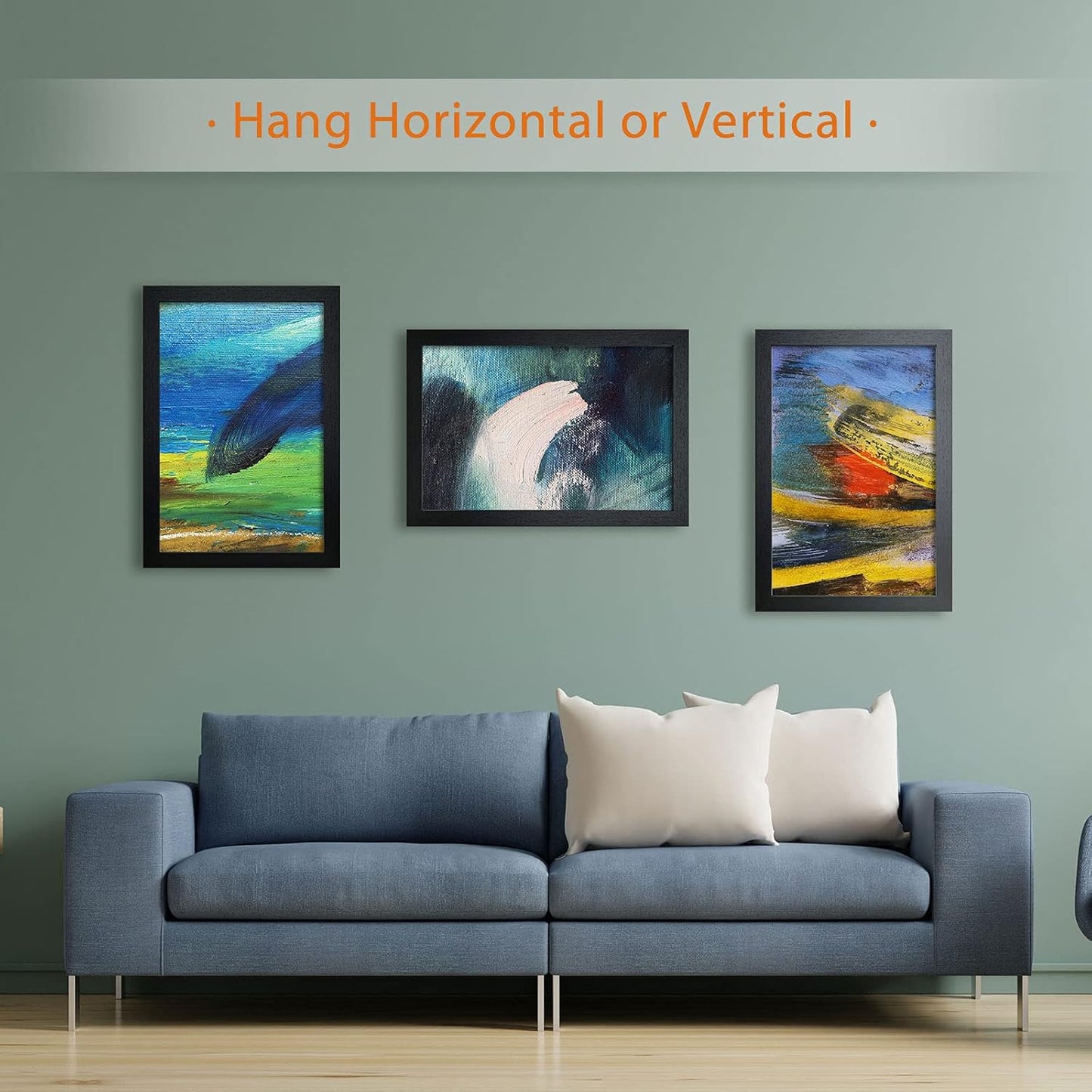 VCK Poster Frames 11x17 Black Set of 5,Solid Wood Picture Frames for Wall Mounting Hanging Art and Puzzles