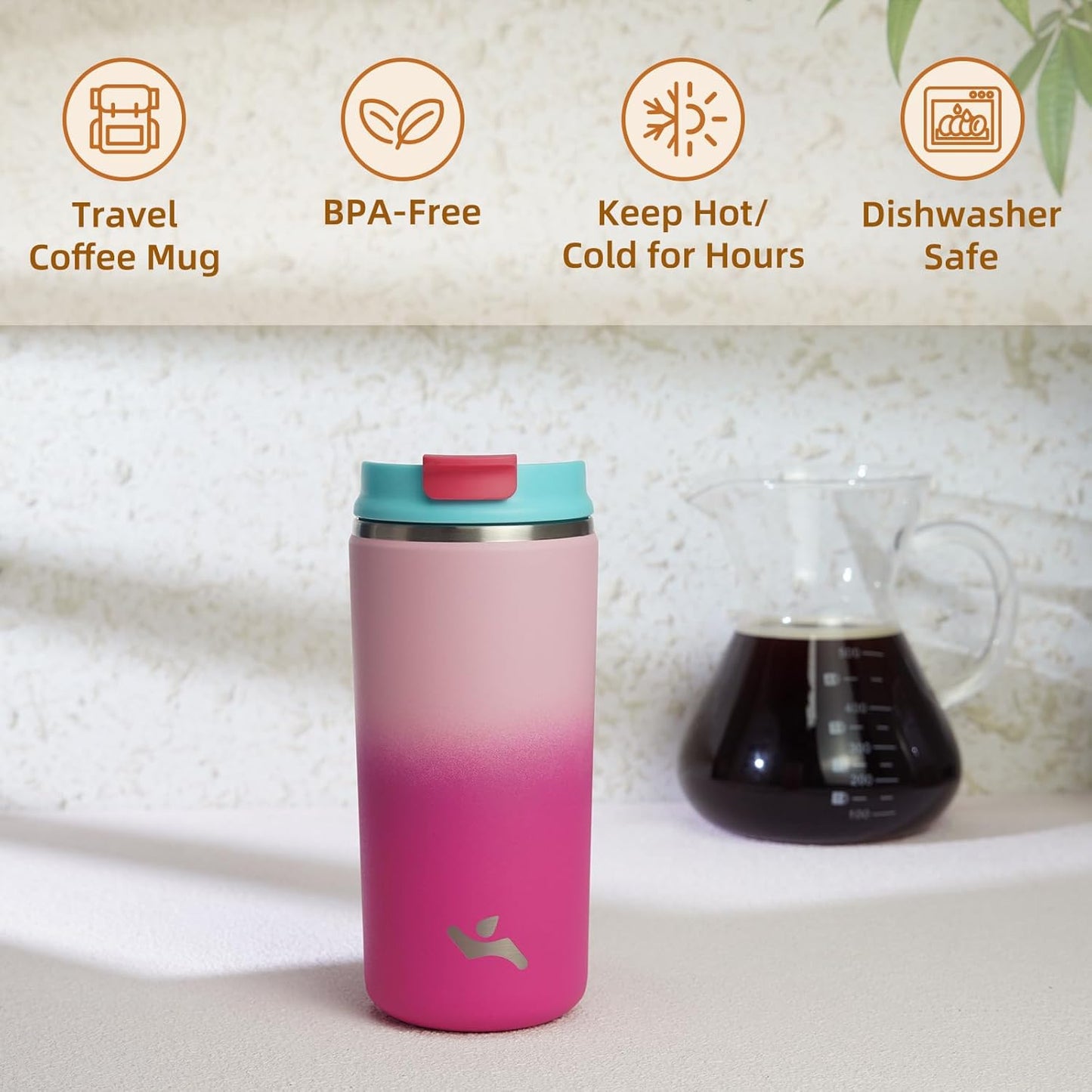 Tumbler with Lid, 12 oz Travel Coffee Mug Double Wall Vacuum Stainless Steel Thermal Metal Cup Insulated Water Bottle,Cherry