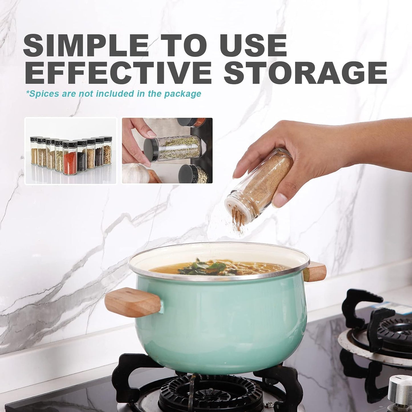 Black Countertop Rotating Spice Rack, Round Empty 20-Jars Revolving Spice Rack Organizer, 135 Spice Labels with Funnel Complete Set, for Kitchen Countertop, Cabinet