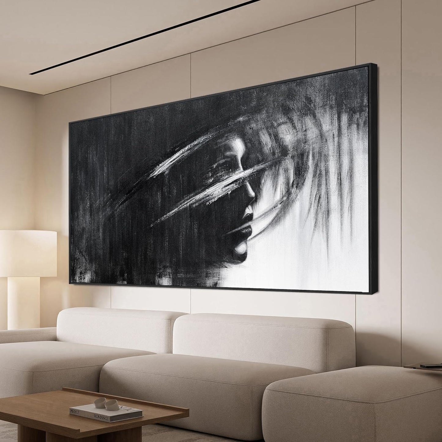 Abstract Wall Art Decor Large Wall Art Pictures for Living Room Black and White Abstract Wall Art Decor Large Framed Artwork for Walls Modern Canvas Wall Art Prints Bedroom Office Wall Decor 29" X 59"