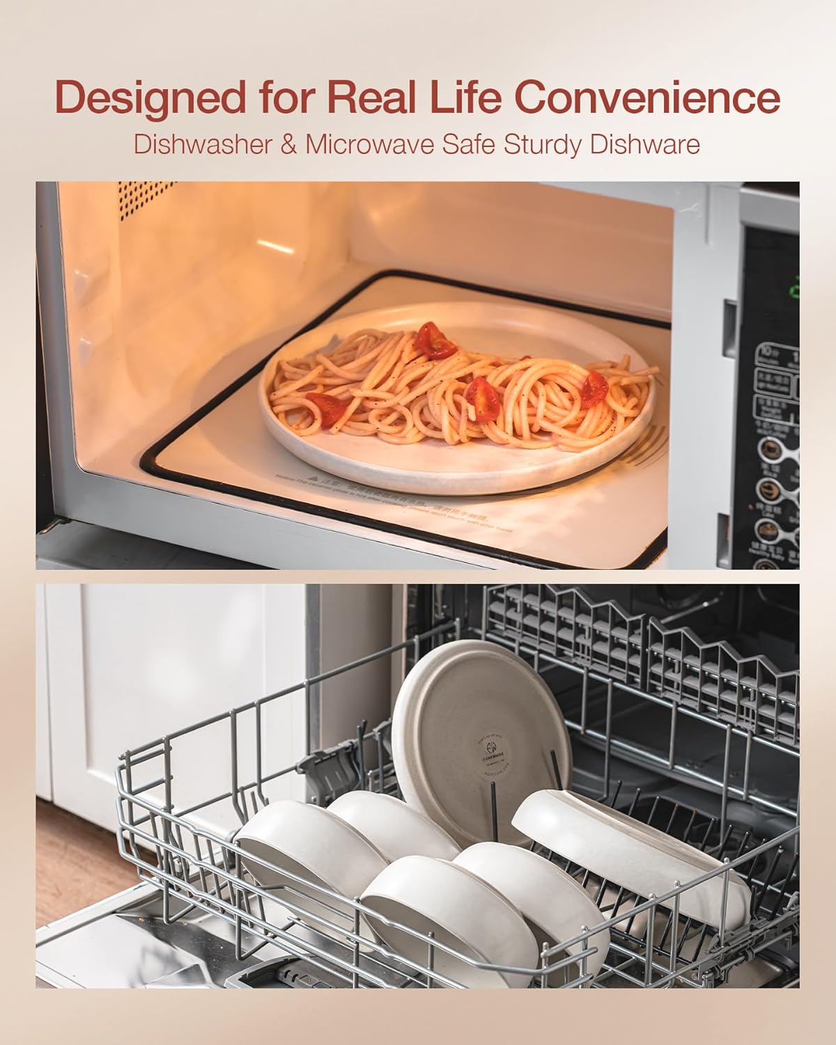 Famiware Milkyway Plates and Bowls Sets, 24 Pieces Dinnerware Sets, Reactive Glaze Dish Set, Stoneware Dishes Set for 8, Matte White