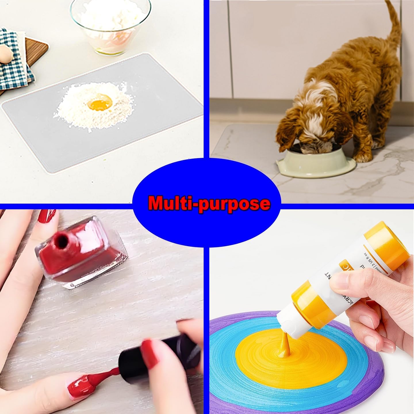 48” x 24”Silicone mat, Large Silicone Heat-Resistant mat, Kitchen countertop Non-Slip mat, Craft Table placemat.(Translucent)