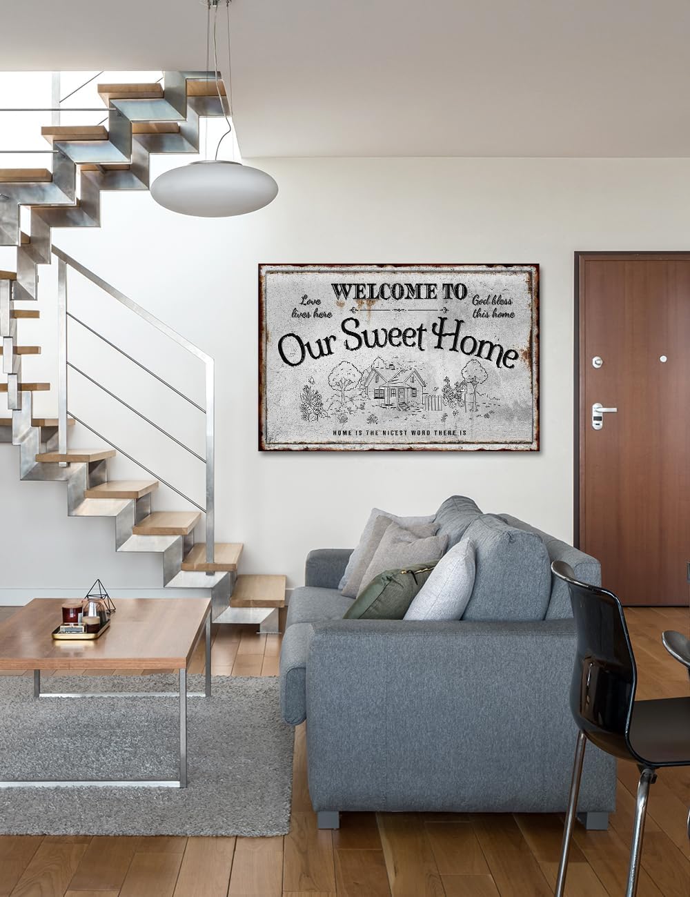 IPIC - Our Sweet Home Vintage Family Sign, Large Farmhouse Style Canvas Wall Art for Home or RV, Rustic Wall Decor for Bedroom, Living Room, Made in USA