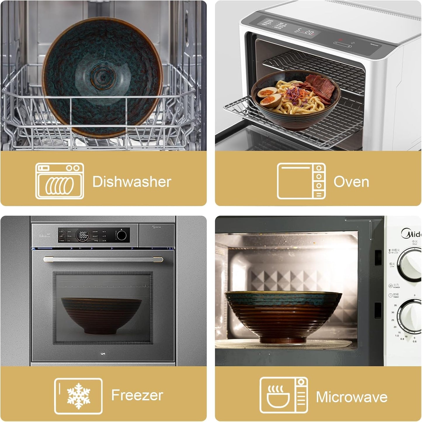 8 Inch Ceramic Ramen Bowl Set of 2, 40oz Japanese Bowls with Spoons & Chopsticks,Durable,Microwave & Dishwasher Safe,Perfect for Ramen,Pho,Salad,Soup,Noodles，Mixing bowls（Verdigris Green）