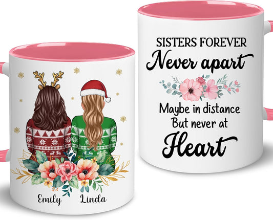 Personalized Bestie Cup - Christmas, Birthday Mug For Sister, BFF - Friendship Gift For Sisters, Besties, Best Friends - Sisters Forever - Birthday Moving Away Gifts BFF, Friend, Women, Her
