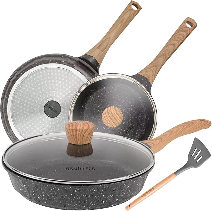 Non-stick Die-cast Deep Frying Pan Set Skillet Set Egg Omelette Pan (6)