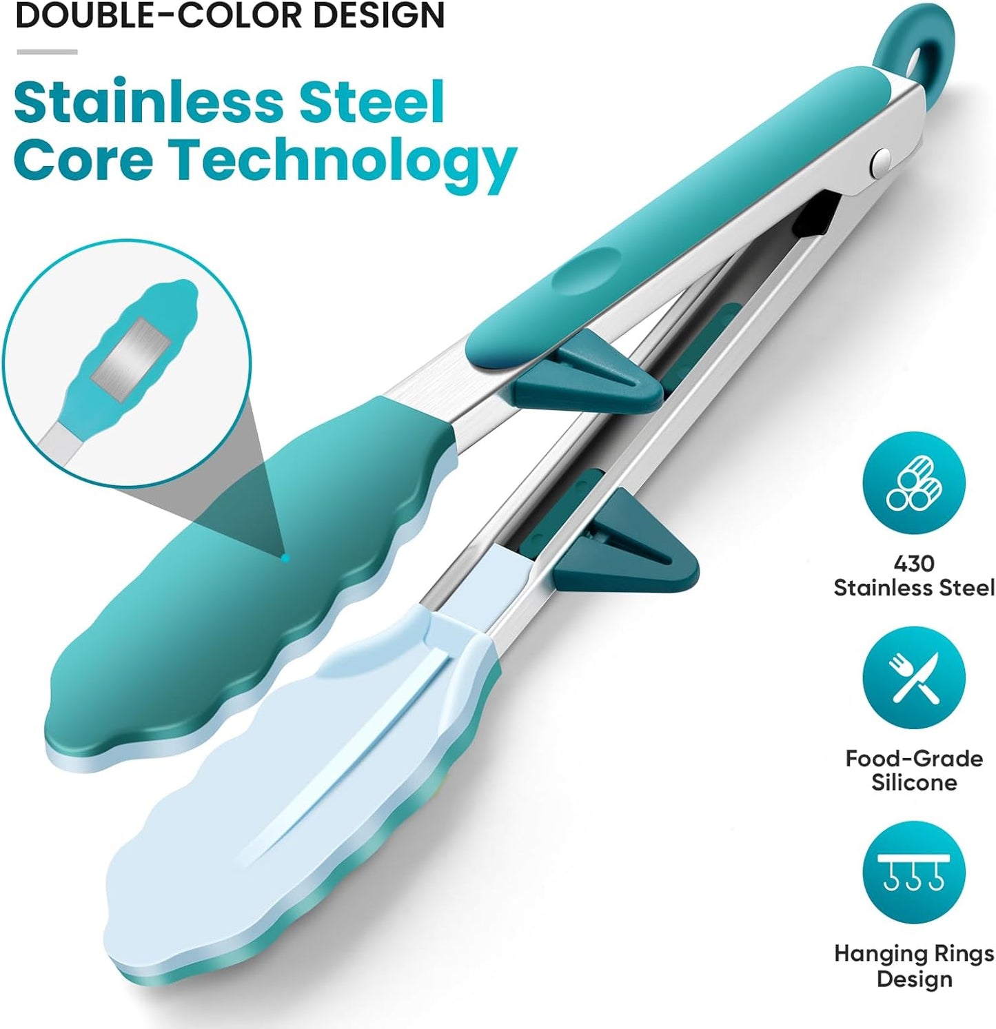 5-Pack Silicone Tongs for Cooking,Maywe Tanso 4PCS 13-Inch Kitchen Tongs with Silicone Tips,Nonstick Stainless Steel Tong for Steak Pie Pizza Pasta Spaghetti Salad BBQ Buffet,Plus Brush