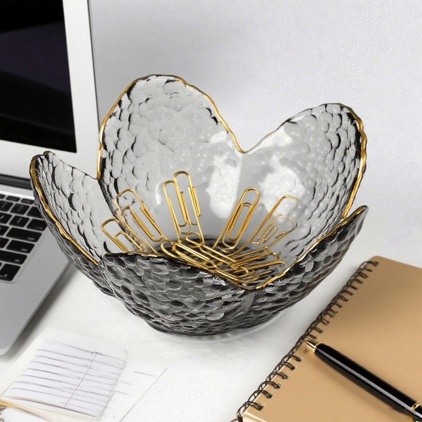 Glass Jewelry Dish Tray, Small Jewelry Tray Trinket Dish, Flower Ring Dish Engagement Gift, Crystal Ring Holder for Women, Bathroom Jewlery Plate Dish, Nightstand Jewelry Bowl for Earrings