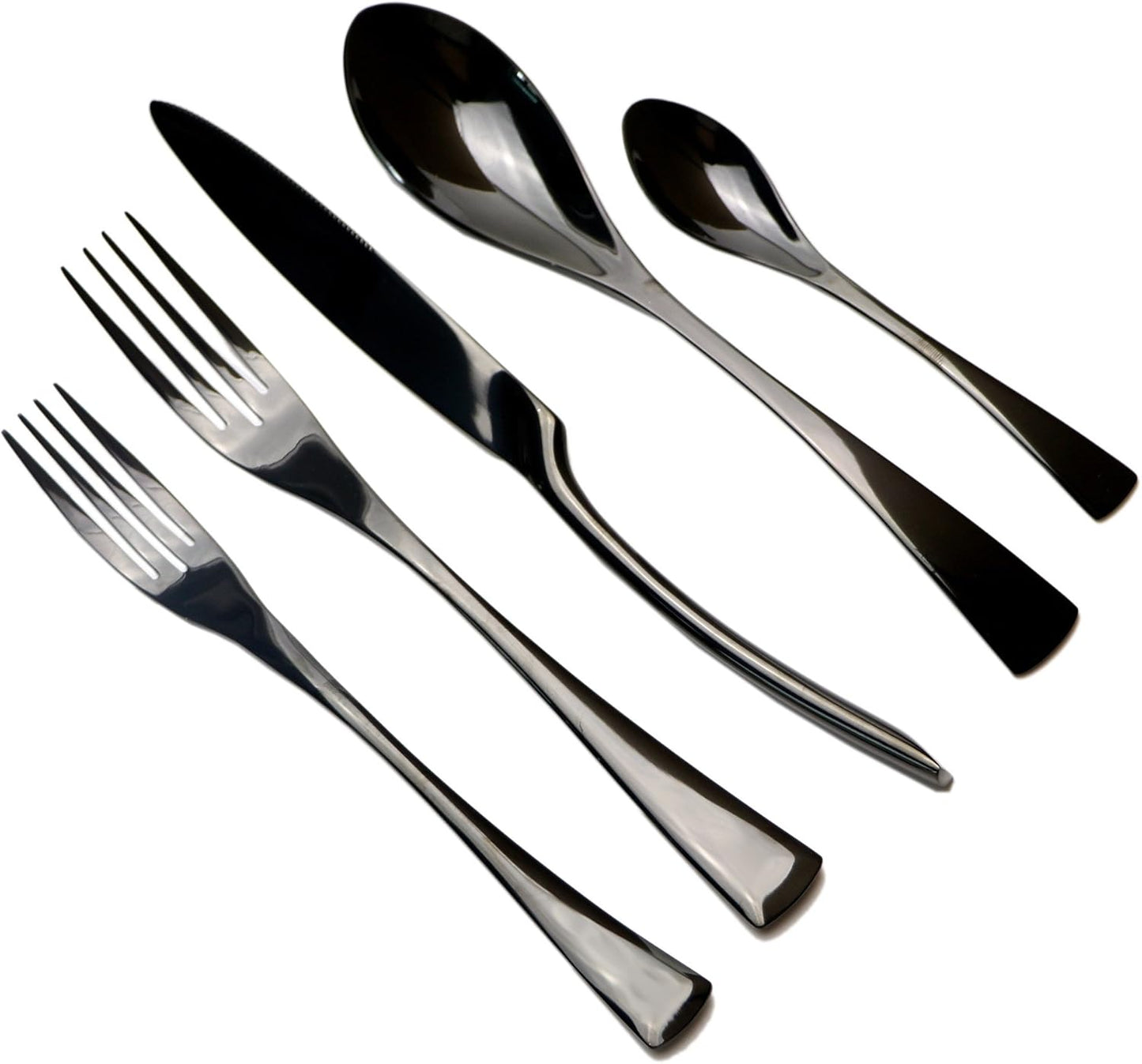 20-Piece 18/10 Stainless Steel Flatware Set Mirror Polishing Black, Serive for 4