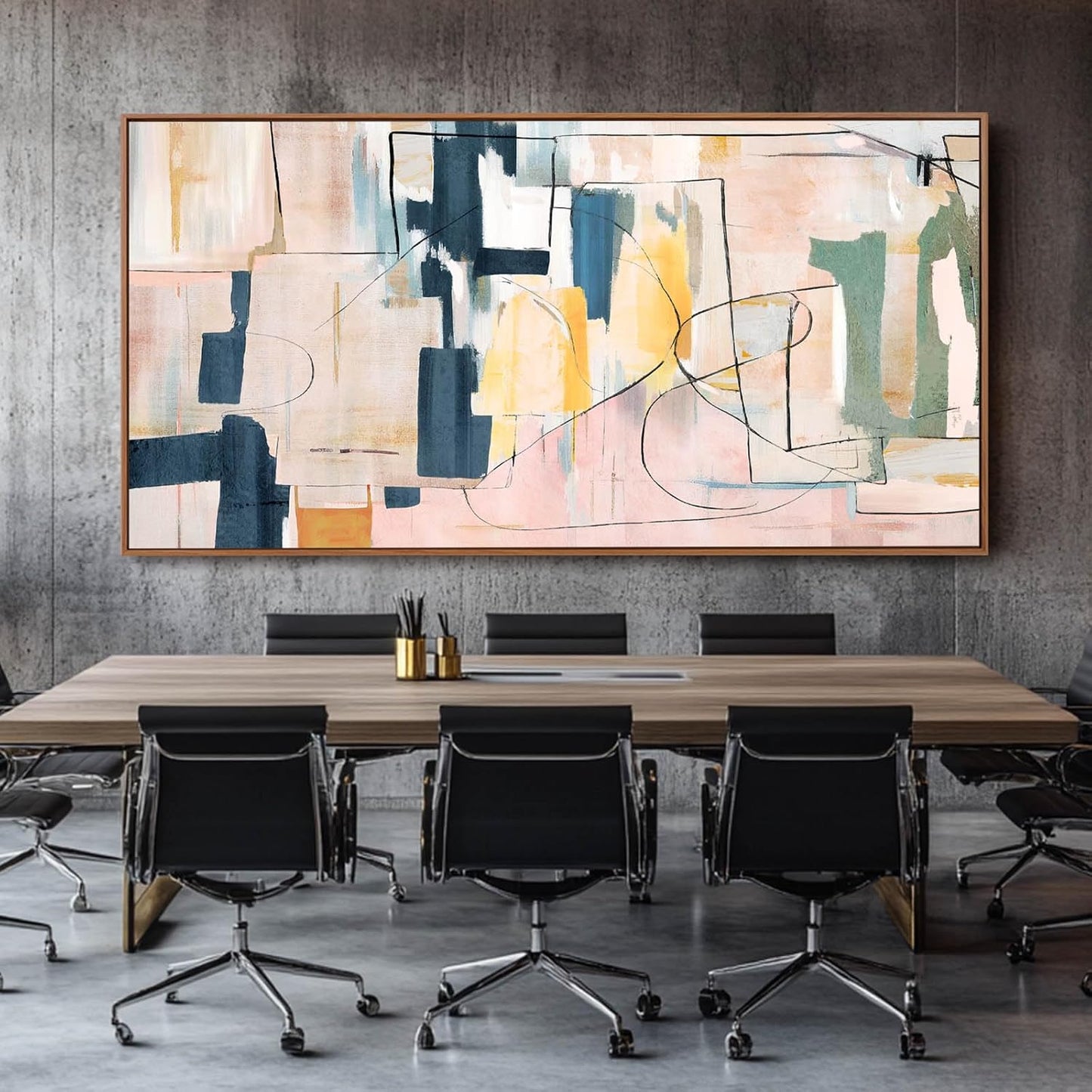 Abstract Wall Decor Modern Oversized Wall Art Black Line Wall Poster Printing 36"x70" Wall Decorations for Bedroom Office