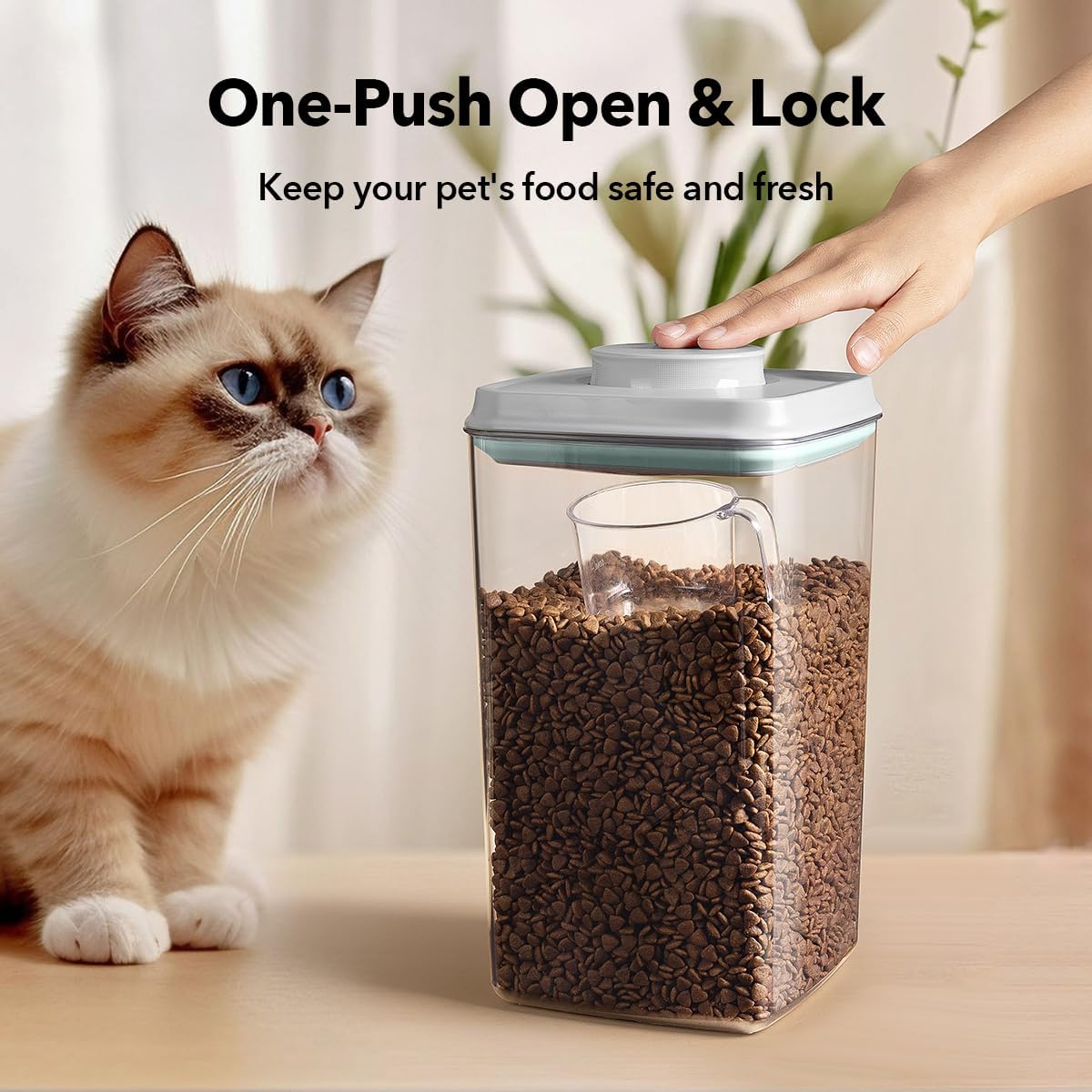 Ankou Dog Food Storage Container with 130ml Scoop – 4L/4.2qt Airtight Dog Food Container for Kibble & Treats, BPA-Free Cat Food Storage Container, Stackable Pop Lid Plastic Container with Lid