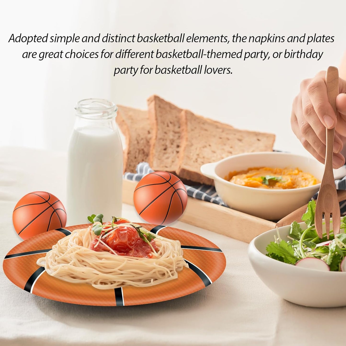 50pcs Basketball Plates and Napkins Party Decorations, 7inch Basketball Themed Birthday Paper Dessert Plates and Napkins Disposable Sports Tableware Sets Party Supplies for Birthday Baby Shower