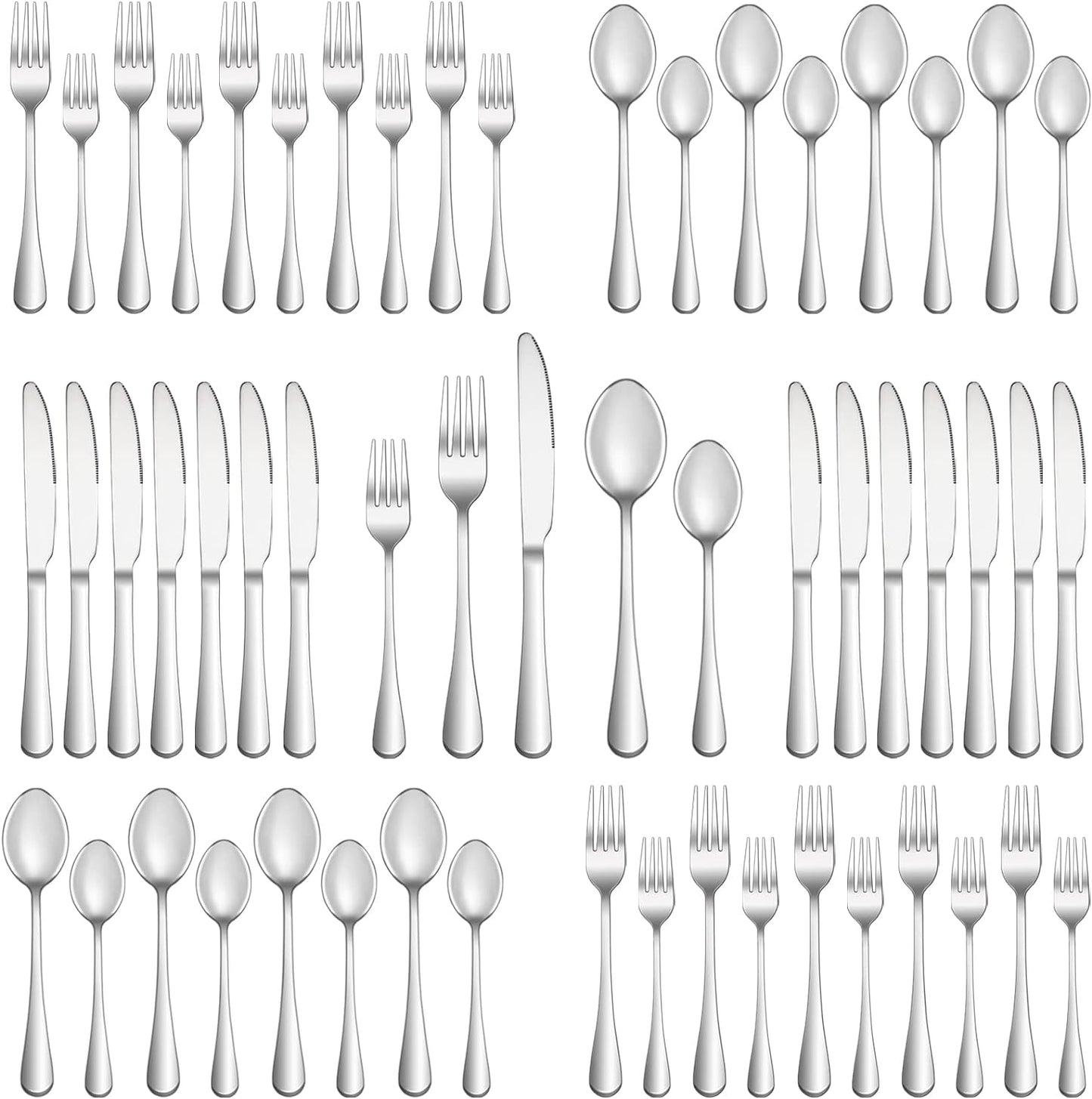 40 Piece Silverware Set Service for 8,Premium Stainless Steel Flatware Set,Mirror Polished Cutlery Utensil Set,Durable Home Kitchen Eating Tableware Set,Include Fork Knife Spoon Set,Dishwasher Safe