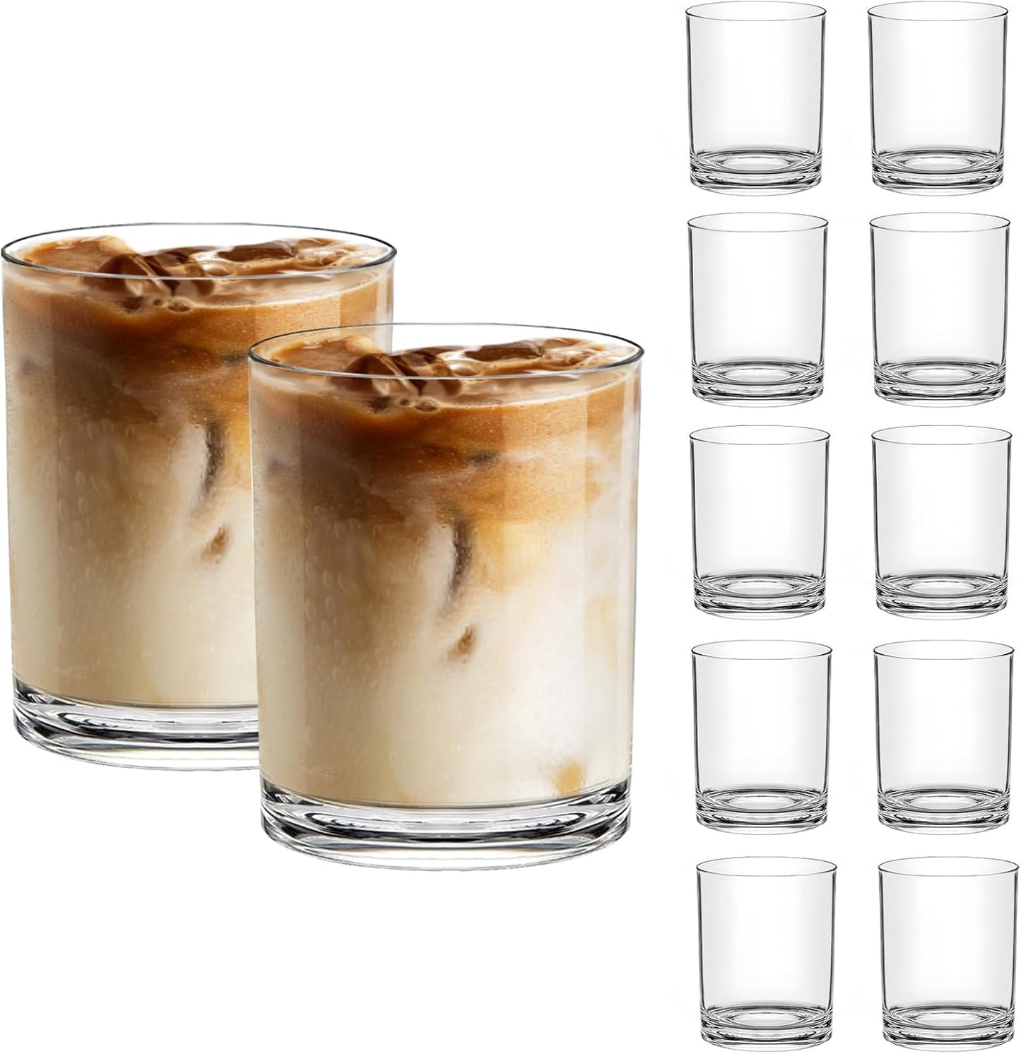 12 Oz Plastic Whiskey Glasses Set of 12, Unbreakable Old Fashioned Glass, Clear Plastic Cocktail Glasses, Plastic Tumblers Reusable Plastic Cups for Bourbon Juice,Dishwasher-safe, BPA-free