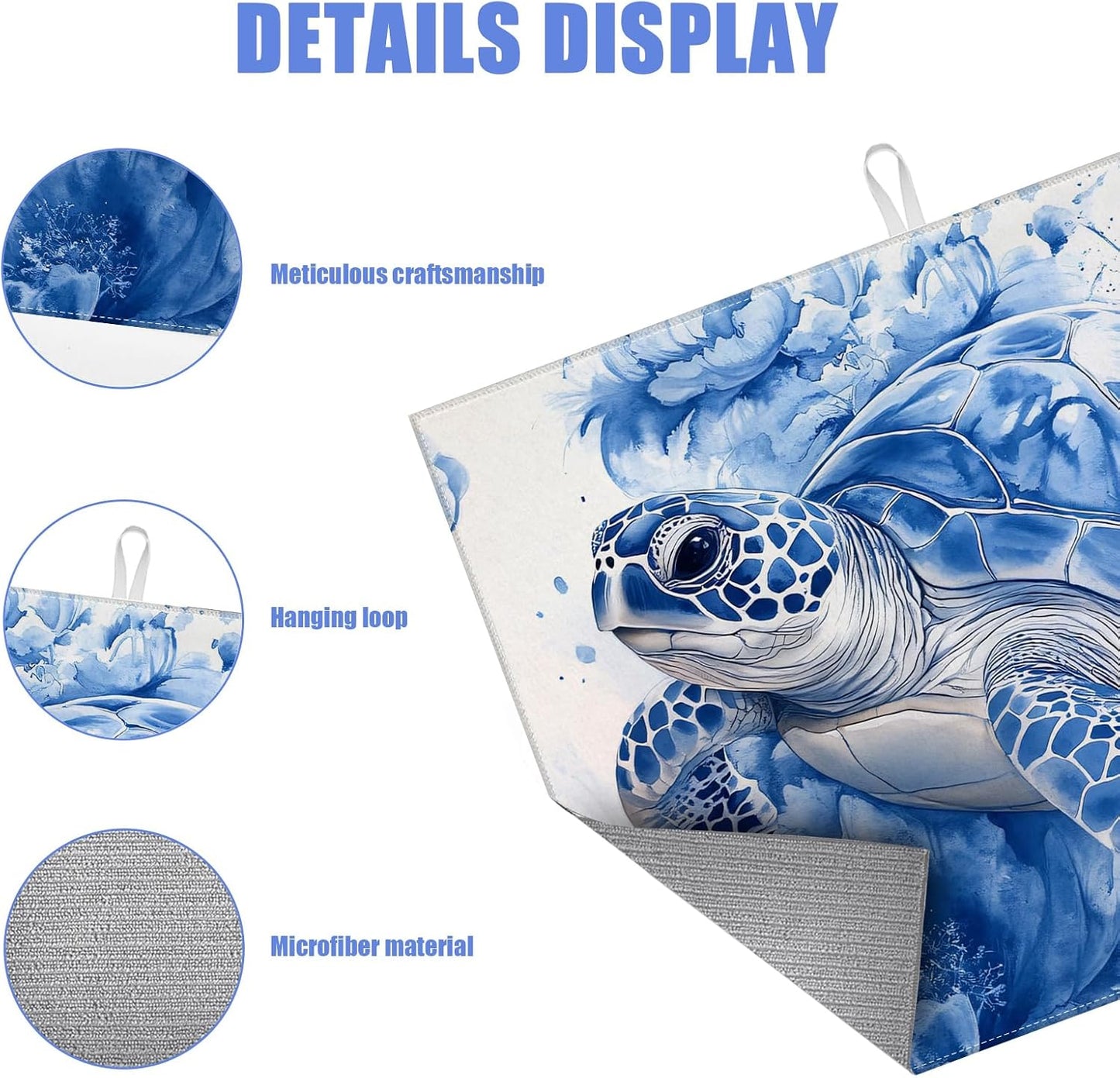 Watercolor Turtle Floral Dish Drying Mat for Kitchen Counter Drying Pad Absorbent Reversible Dish Drainer Rack Mats Draining Pad 18"x24"Inch