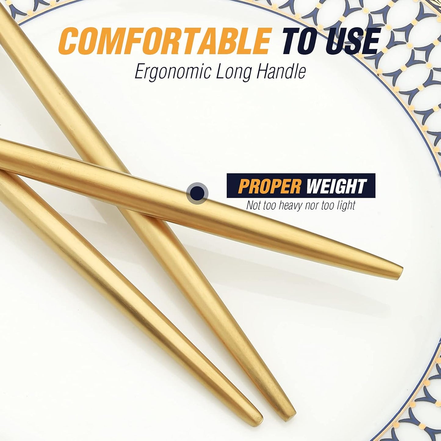 20 Pcs Gold Silverware Set, Stainless Steel Flatware Set Service for 4, Matte Gold Cutlery Set, Include Knives/Forks/Spoons, Dishwasher Safe