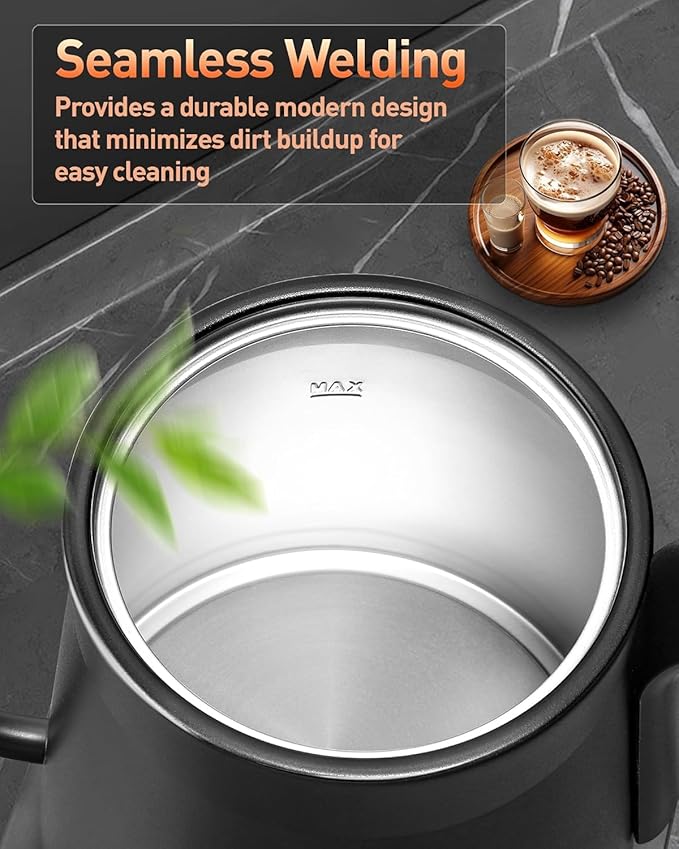 Electric Tea Kettle Gooseneck 27oz 1200w Coffee Quick Heating Hot Water Boiler, Black