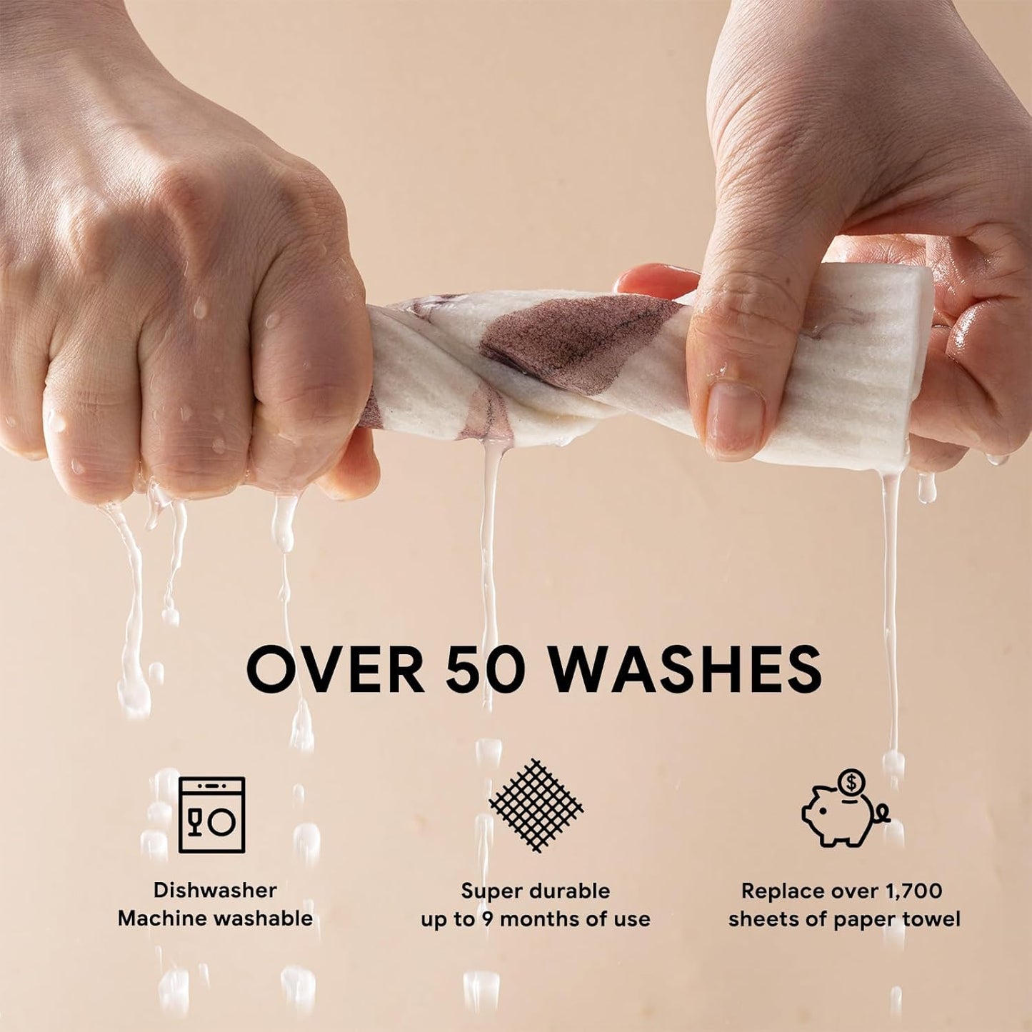 RECYCO Swedish Dishcloths for Kitchen | 6 Pack Watercolor Florals Washable Dish Rags | Cellulose Reusable Cleaning Paper Towels | Absorbent Counter Dish Cloth Sponge Kitchen Wipes, 8" L x 7" W