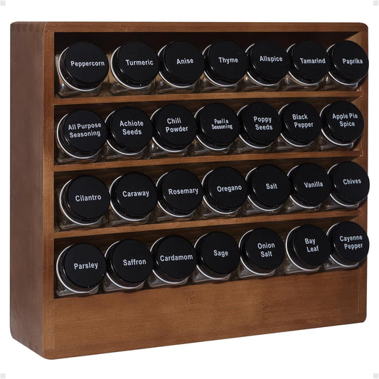 Bamboo Tiered Spice Rack Organizer for Cabinet,Wooden Seasoning Rack for Countertop, Cupboard, Pantry, Kitchen (Spice Jars Included)