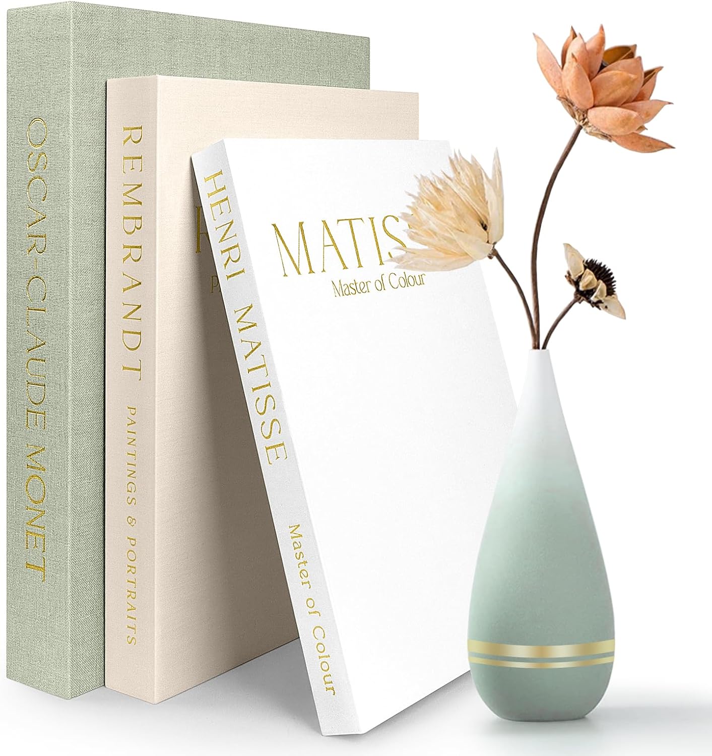 Decorative Books for Home Decor- 3Pcs Linen Decorative Boxes for Aesthetic Room Decoration, Modern Fake Book Storage Boxes for Coffee Table, Bookshelf or Mantle Decor, Sage