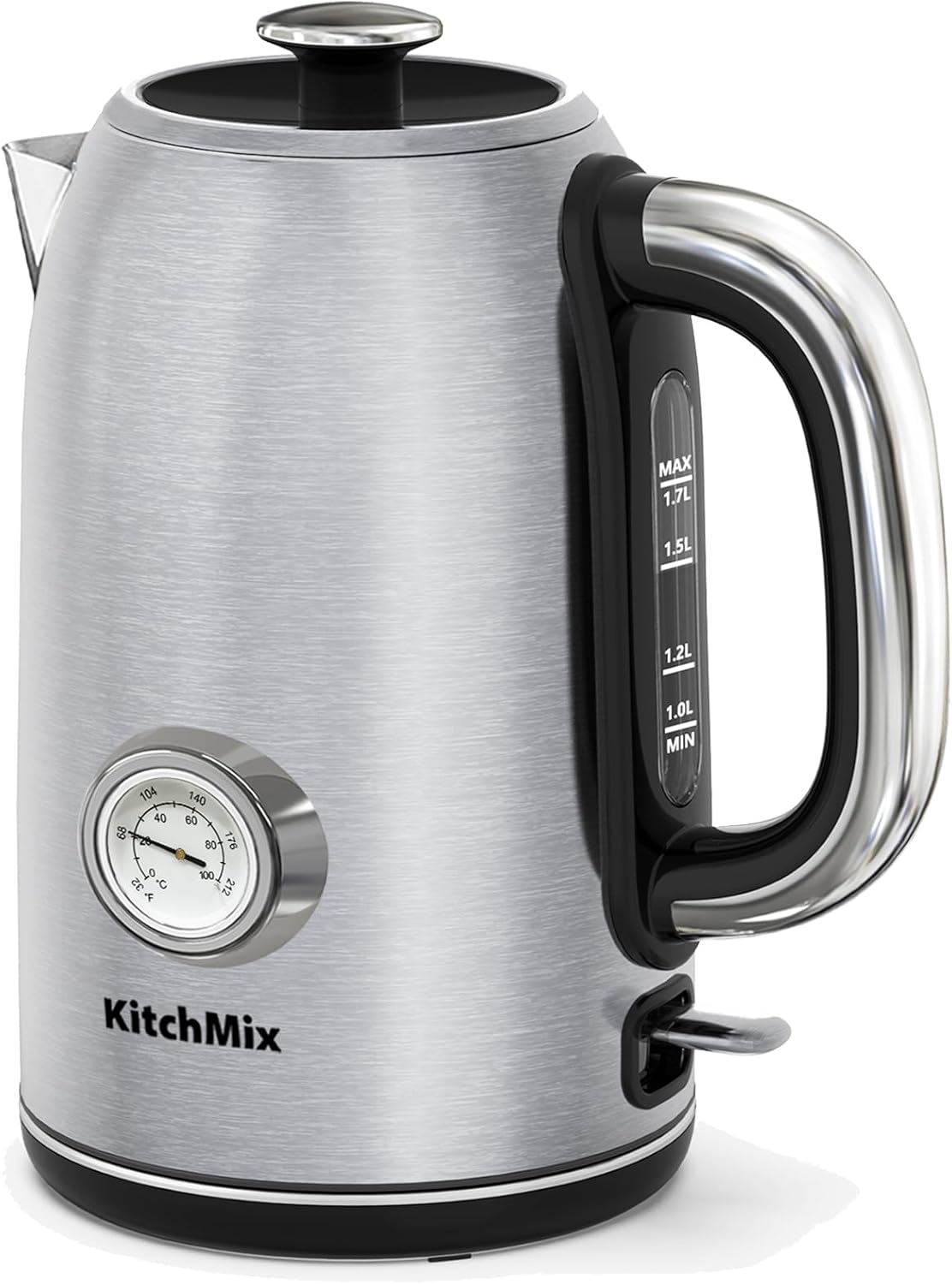 Electric Tea Kettles1500W, 1.7L Stainless Steel Tea Kettle with Thermometer, Auto Shut-Off & Boil-Dry, Cool Touch Handle, BPA Free (Stainless steel)