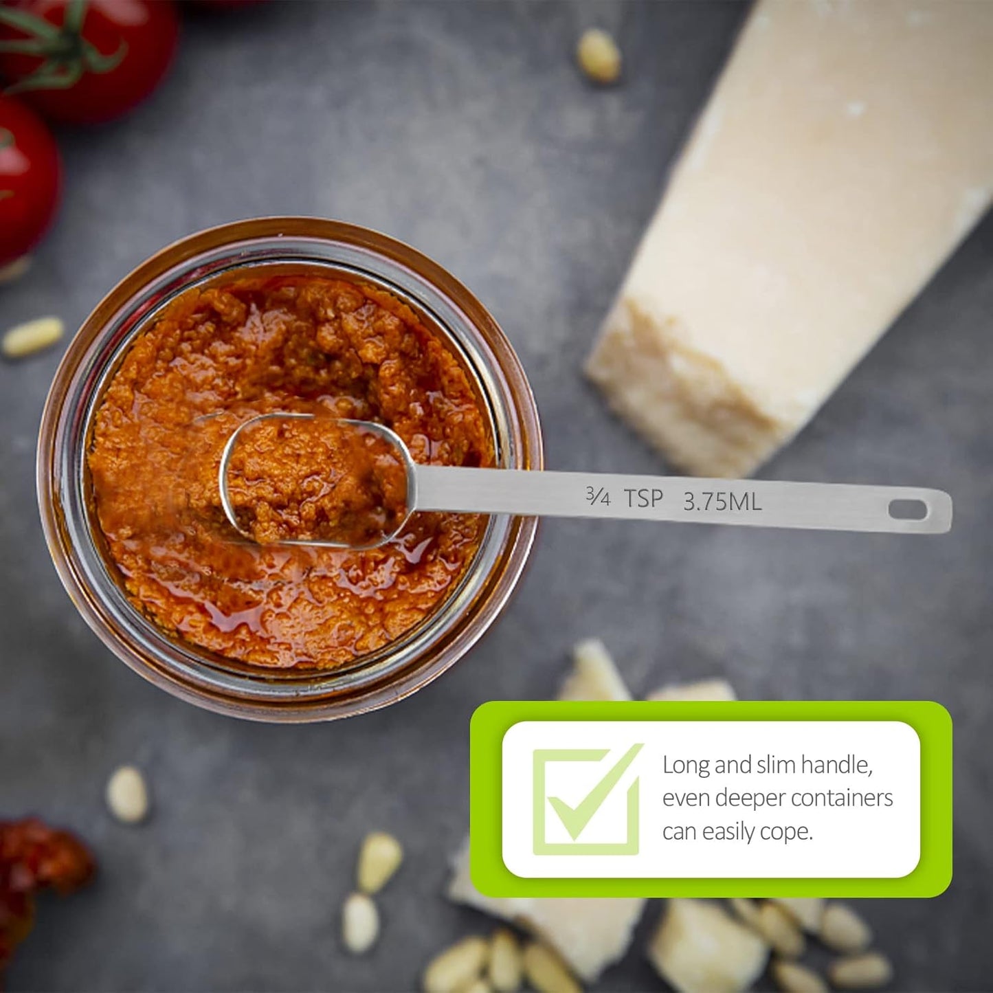 2PCS 3/4tsp (1/4tbsp, 3.75ml) Single Measuring Spoon, Stainless Steel Long Handle Individual Teaspoons Only