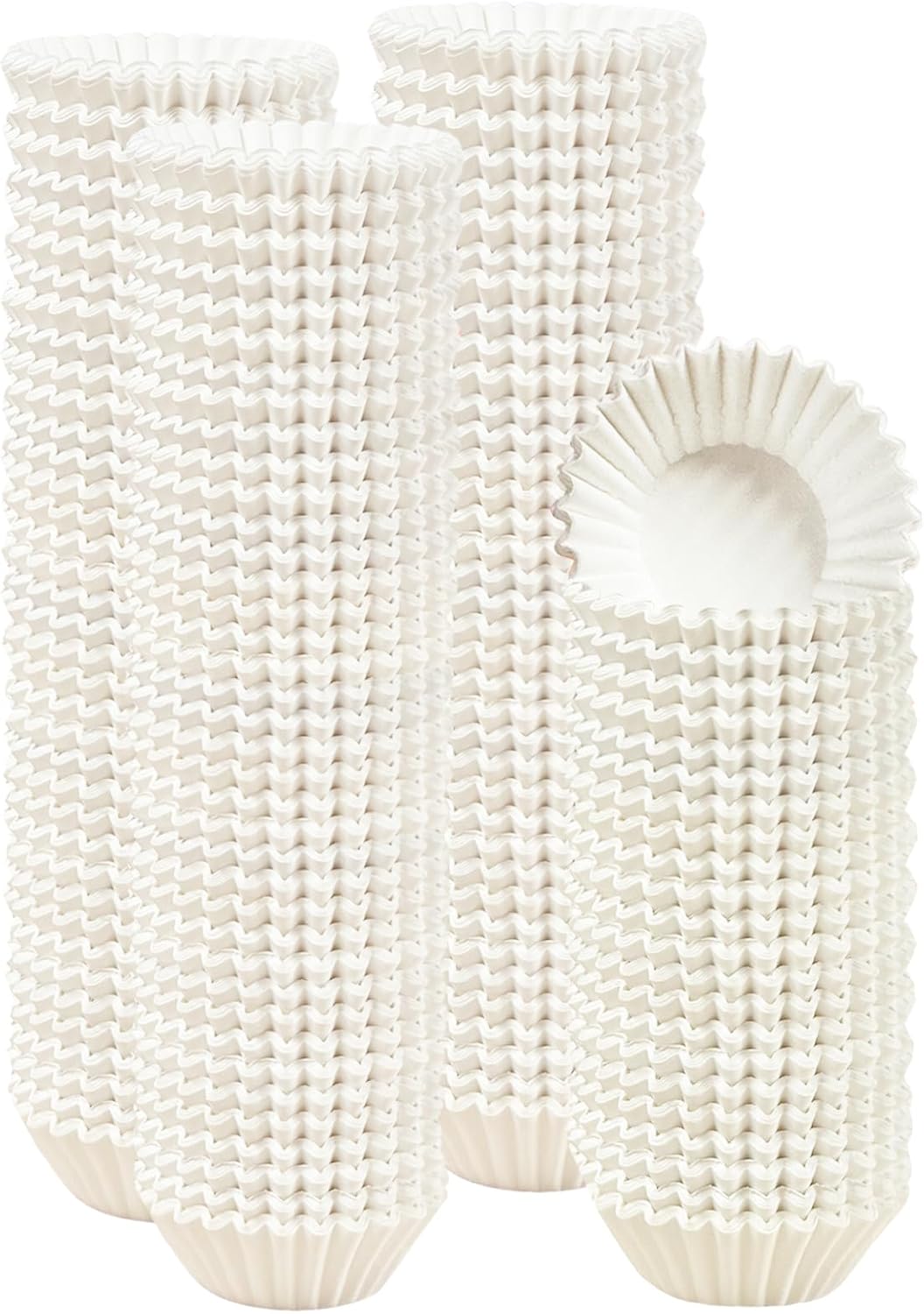 qiqee 600 Count Mini Cupcake Liners White Muffin Liners Food Grade Baking Cups Paper No Smells（Small Size）