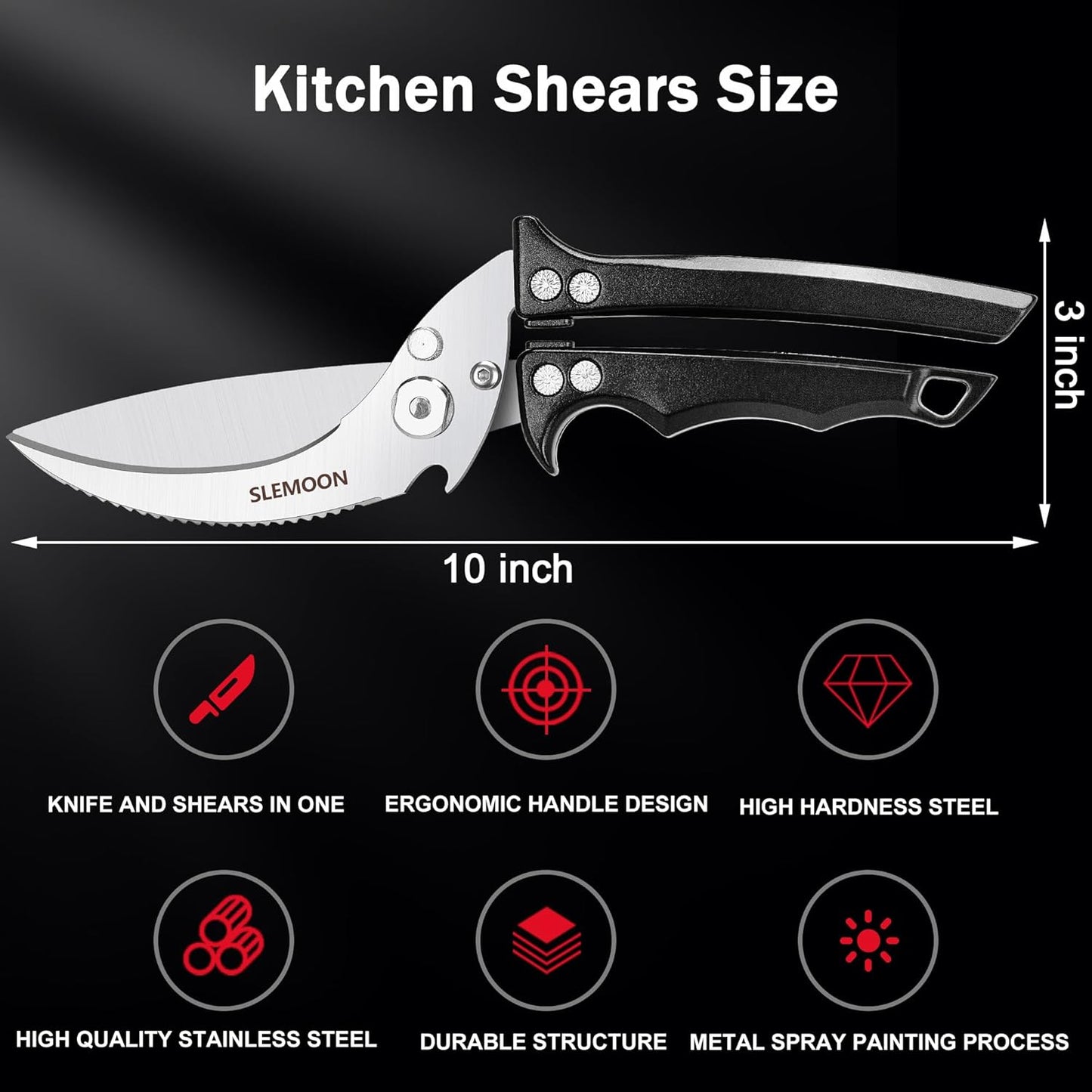 Heavy Duty Poultry Shears Meat Cutting Dishwasher Safe and Food Stainless Kitchen Shears Kitchen Scissors for Chicken Turkey Thanksgiving,Gift Box,black