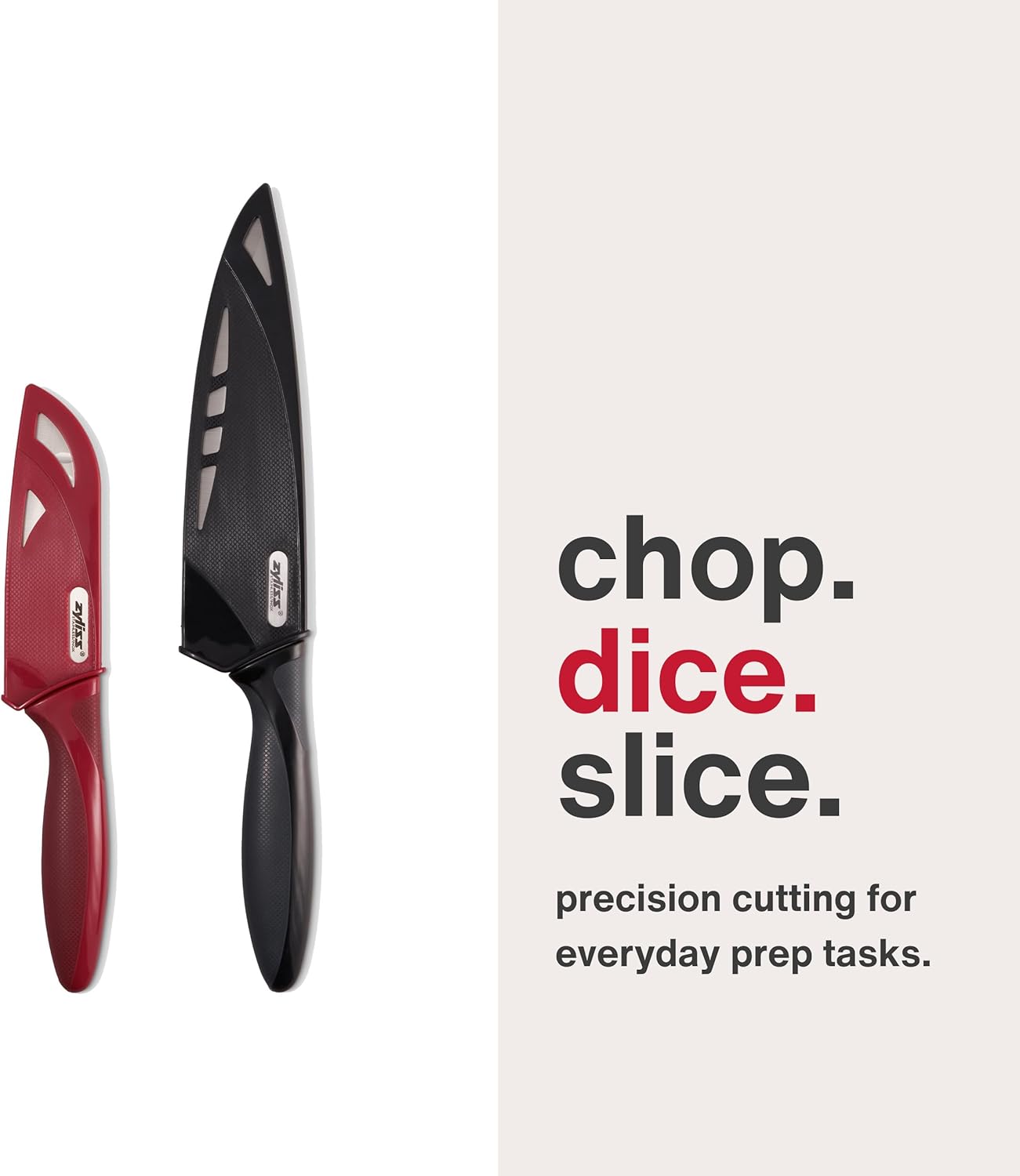 Zyliss Utility Kitchen Knives with Sheath Covers - Dishwasher Safe - Stainless Steel Kitchen Knives Perfect for Cutting Meat, Vegetables & Fruit - 2 Piece Santoku & Chef Set