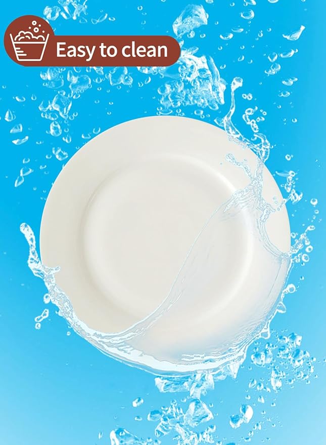 OMAYKEY 10.5 Inch Dinner Plates, Ceramic Round Plate Set, Salad Serving Modern Dishes for Steak, Patas, Pizza, Dishwasher, Microwave, Oven Safe, Scratch Resistant, Smooth Glaze, 8 Packs