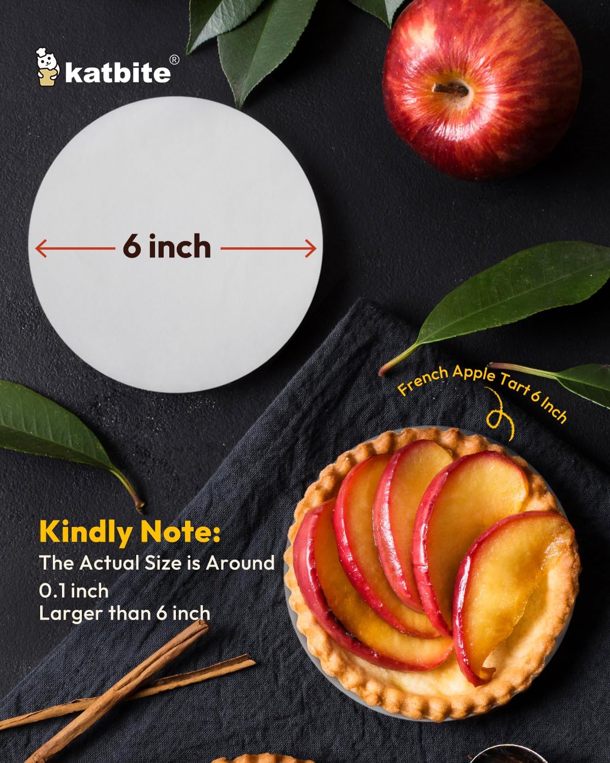 Katbite 6 Inch 200Pcs Parchment Paper Rounds, Round Baking Sheets Paper, Uses for Cake Baking, Patty Separating, Tortilla Wrapping