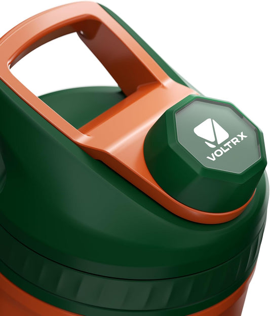 VOLTRX ChillMix Shaker Bottle Insulated Stainless Steel - USB C Rechargeable Electric Protein Shake Mixer, Shaker Cups for Protein Shakes and Meal Replacement, Neon Carrot, 16 oz
